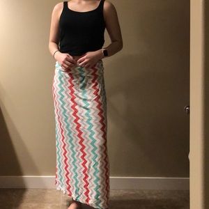 chevron print maxi skirt